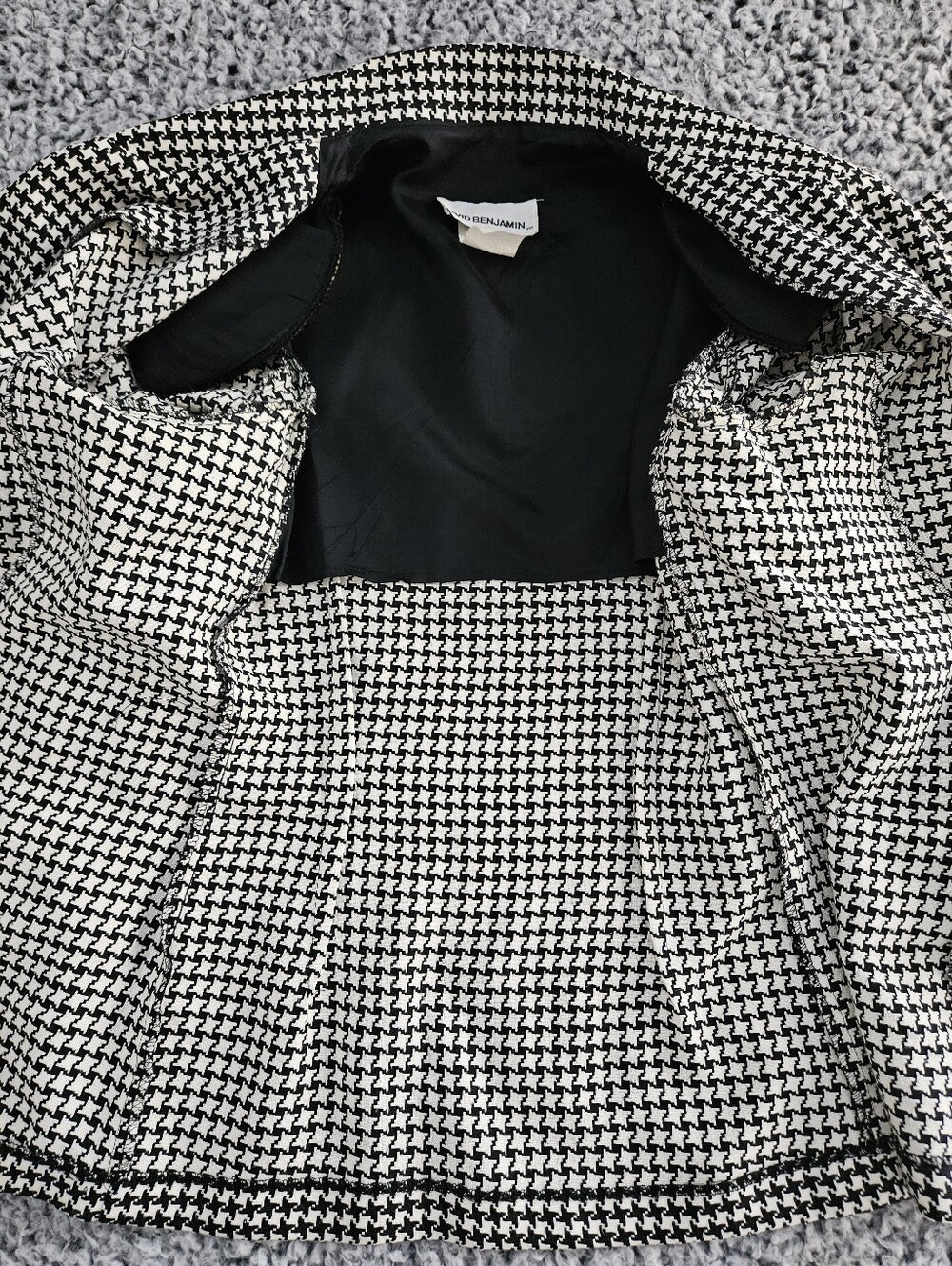 Vintage David Benjamin Houndstooth Blazer 12 L Large Double Breasted Academia - Picture 8 of 16
